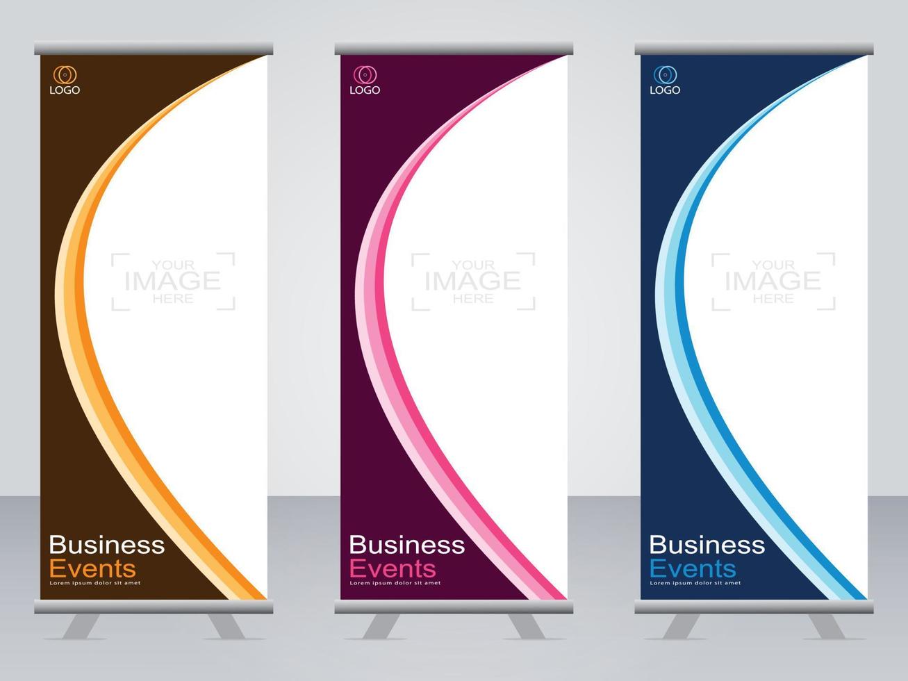 business banner roll up set standee banner mall. vektor