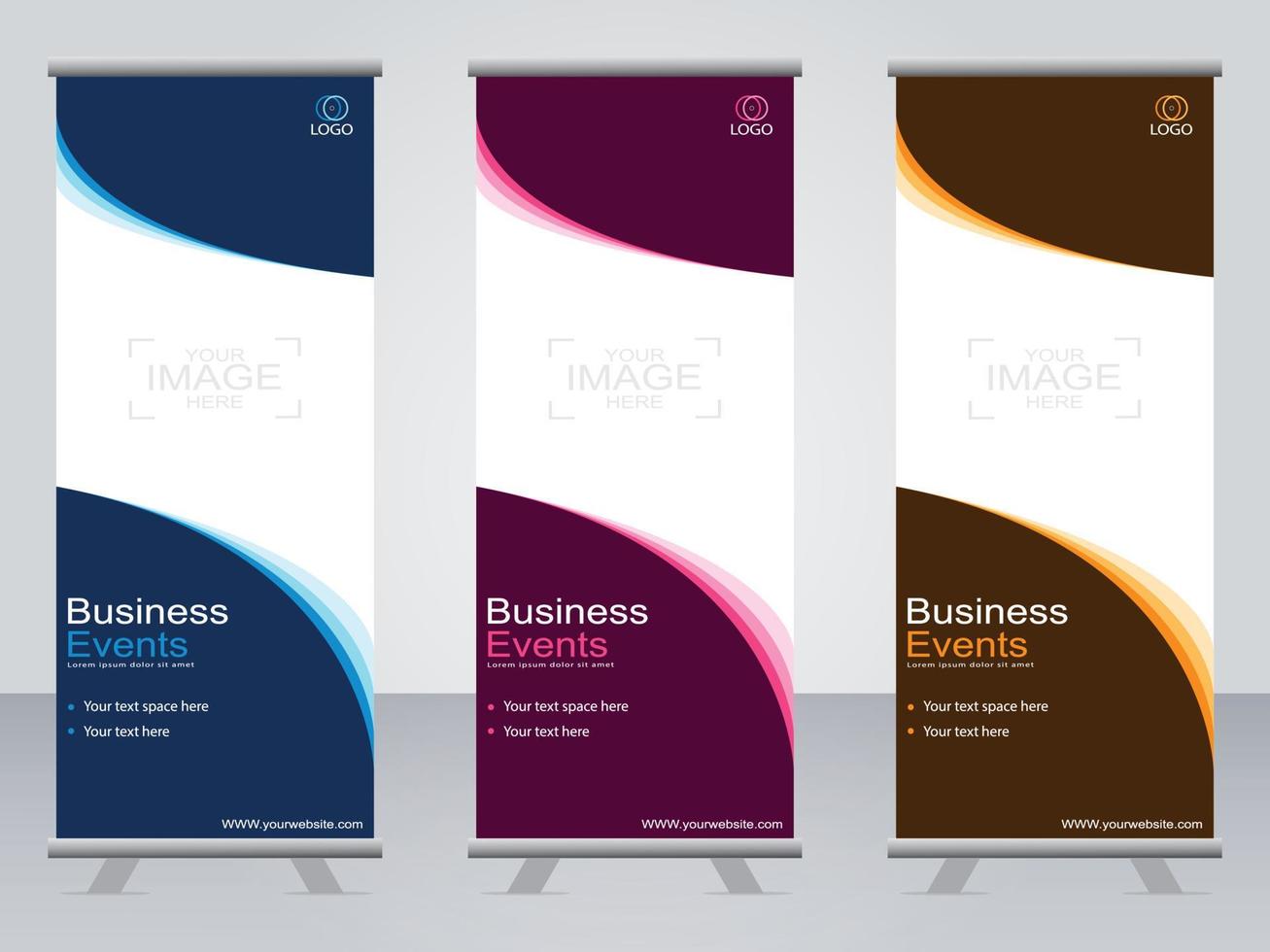 business banner roll up set standee banner mall. vektor