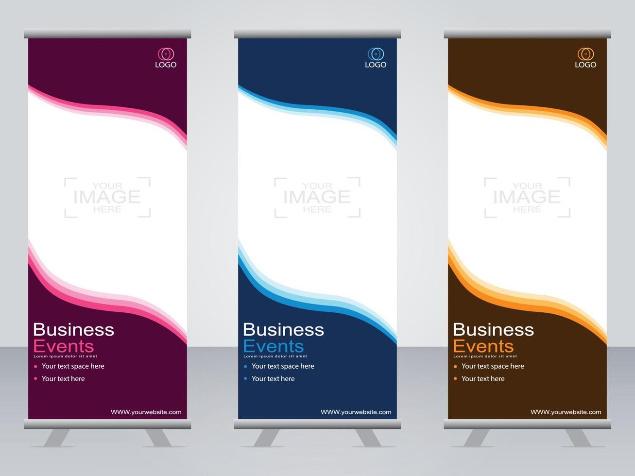 business banner roll up set standee banner mall. vektor