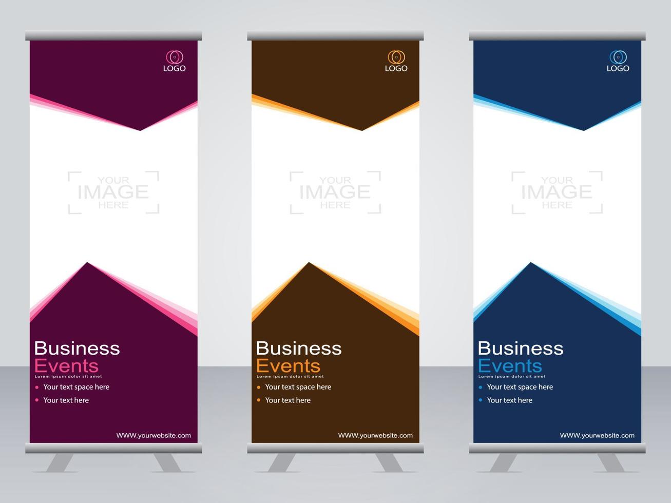 business banner roll up set standee banner mall. vektor