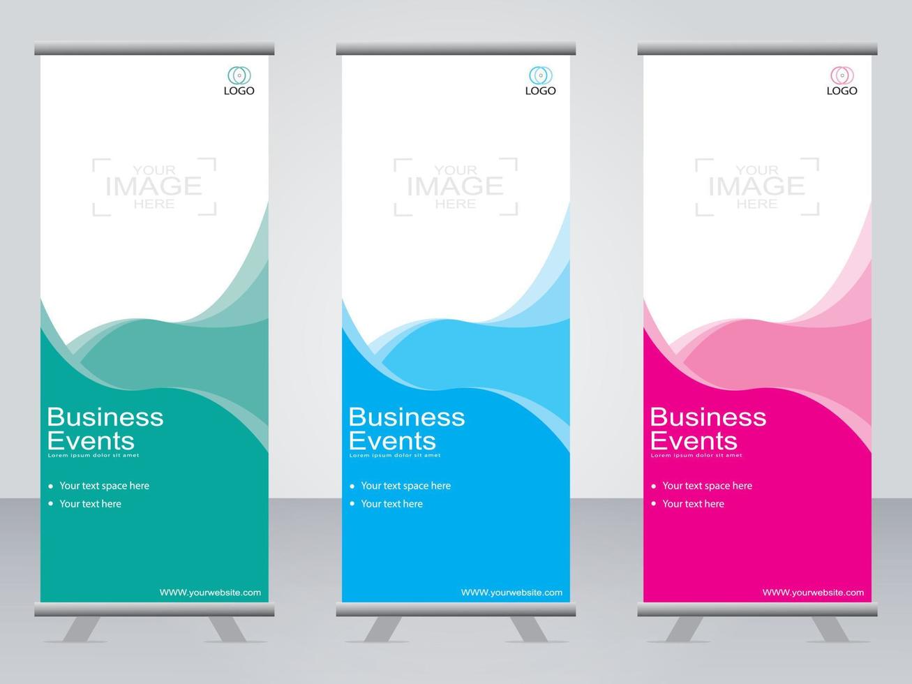 Business-Banner-Roll-up-Set Standee-Banner-Vorlage. vektor