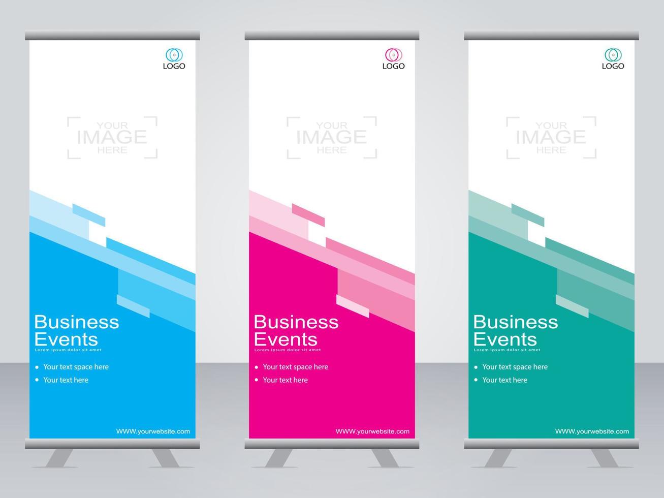 business banner roll up set standee banner mall. vektor