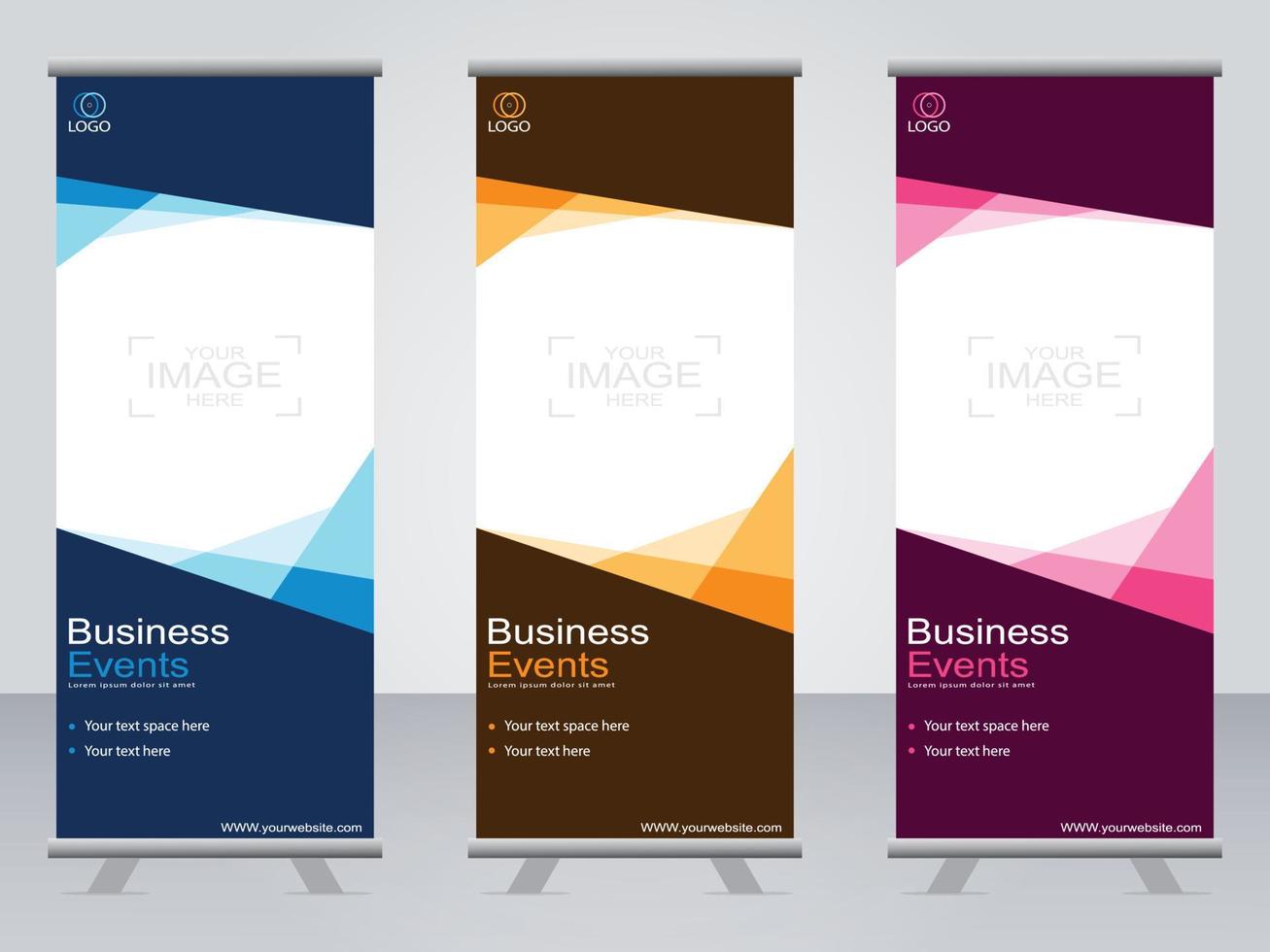 business banner roll up set standee banner mall. vektor