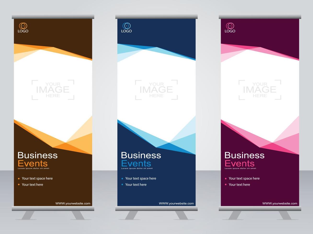 business banner roll up set standee banner mall. vektor