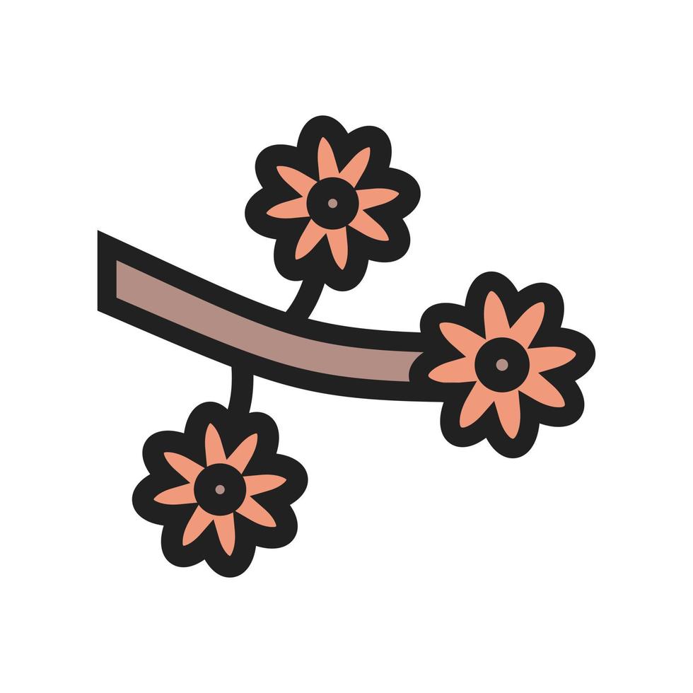 Blumenzweig gefülltes Liniensymbol vektor