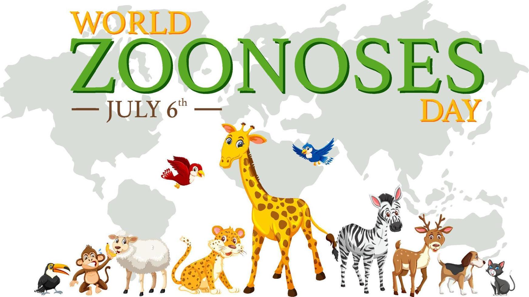 världens zoonoser dag affischdesign vektor