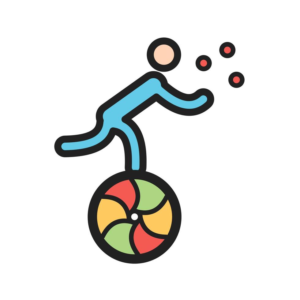 jonglering pinnar på boll fylld linje ikon vektor