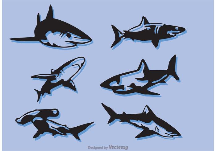 Set av hajvektorer vektor