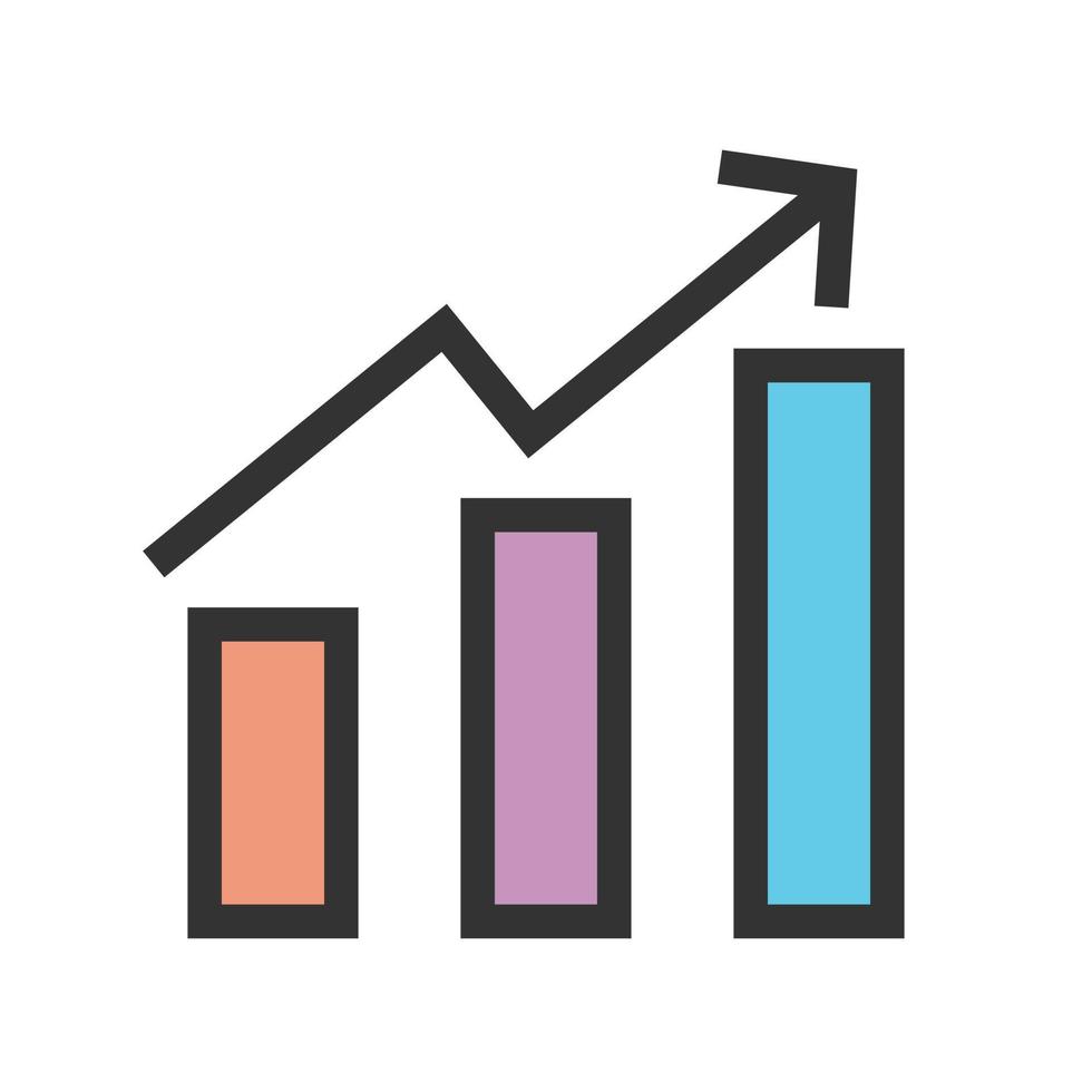 Symbol für gefüllte Linie steigen vektor