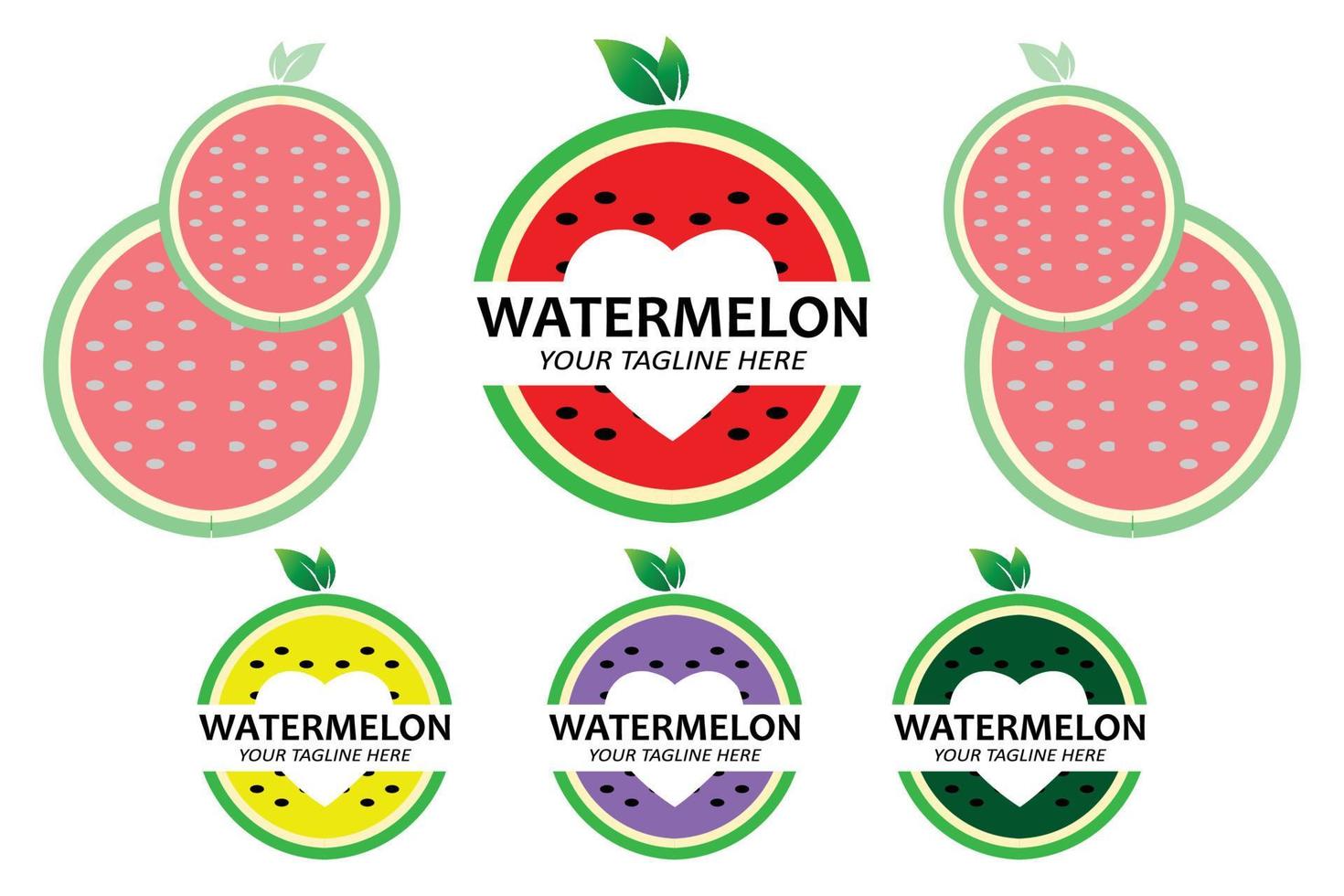 vektorillustration av färsk frukt vattenmelon frukt logotyp röd, tillgänglig på marknaden, screentryckdesign, klistermärke, banderoll, fruktföretag vektor