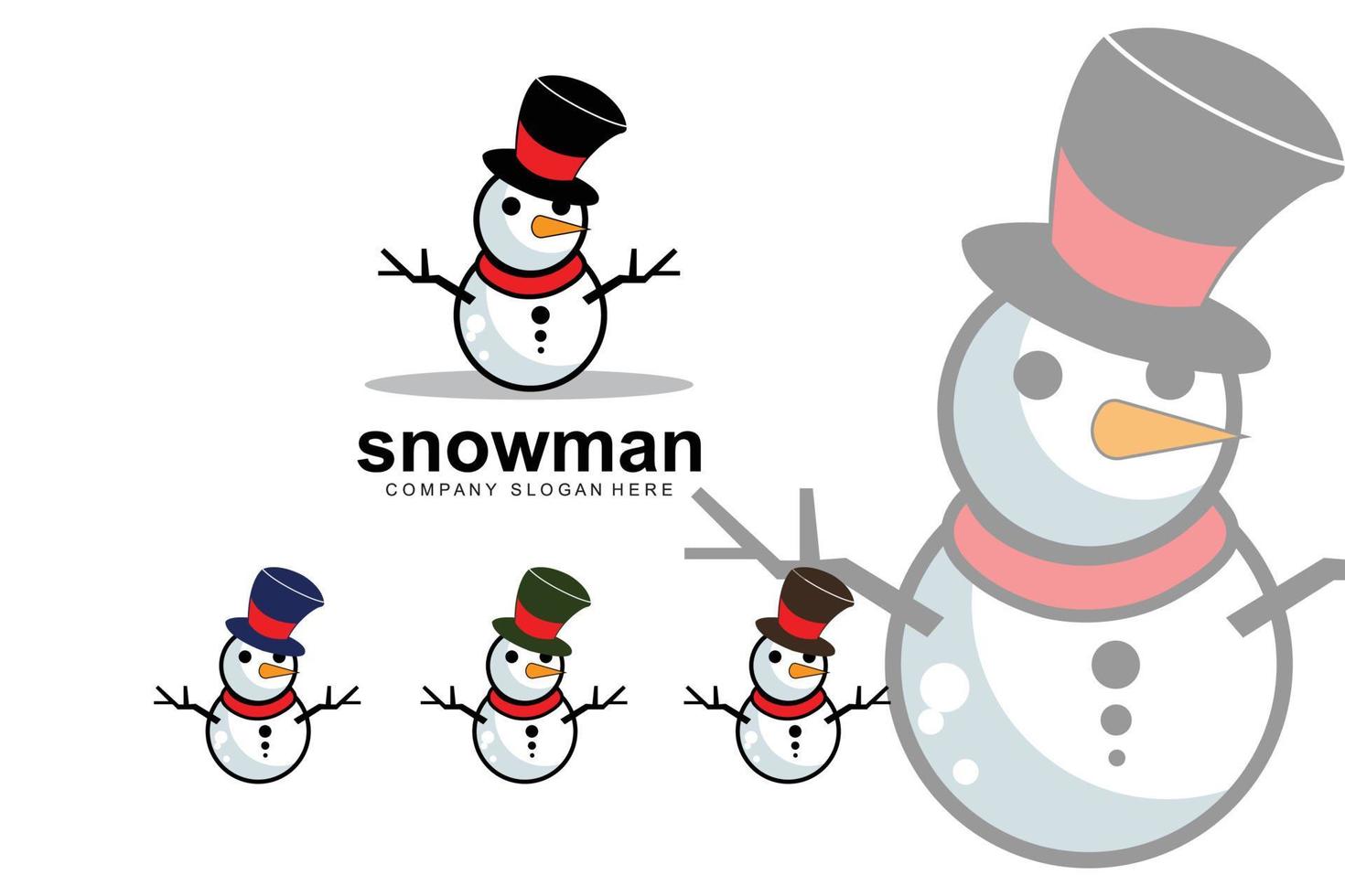 snögubbe logotyp vektor ikon, vinter jul med presenter och santa, design illustration