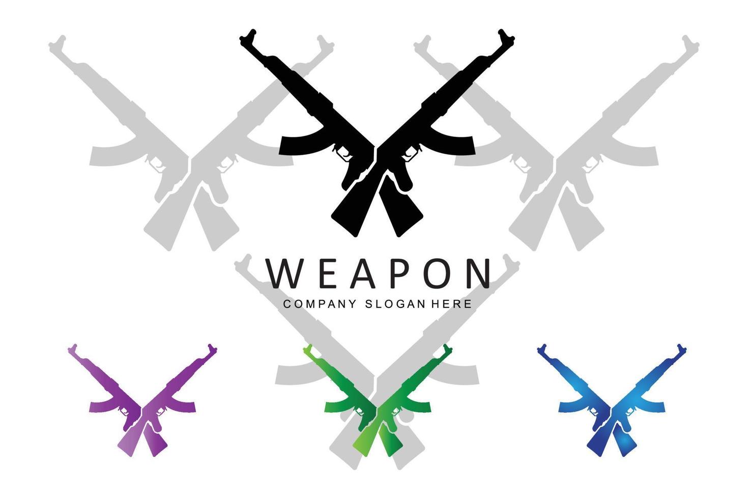 automatisches Waffenlogo-Vektorsymbol. Kampfwaffen. Pistolen, Gewehre. militär- und waffenillustration vektor