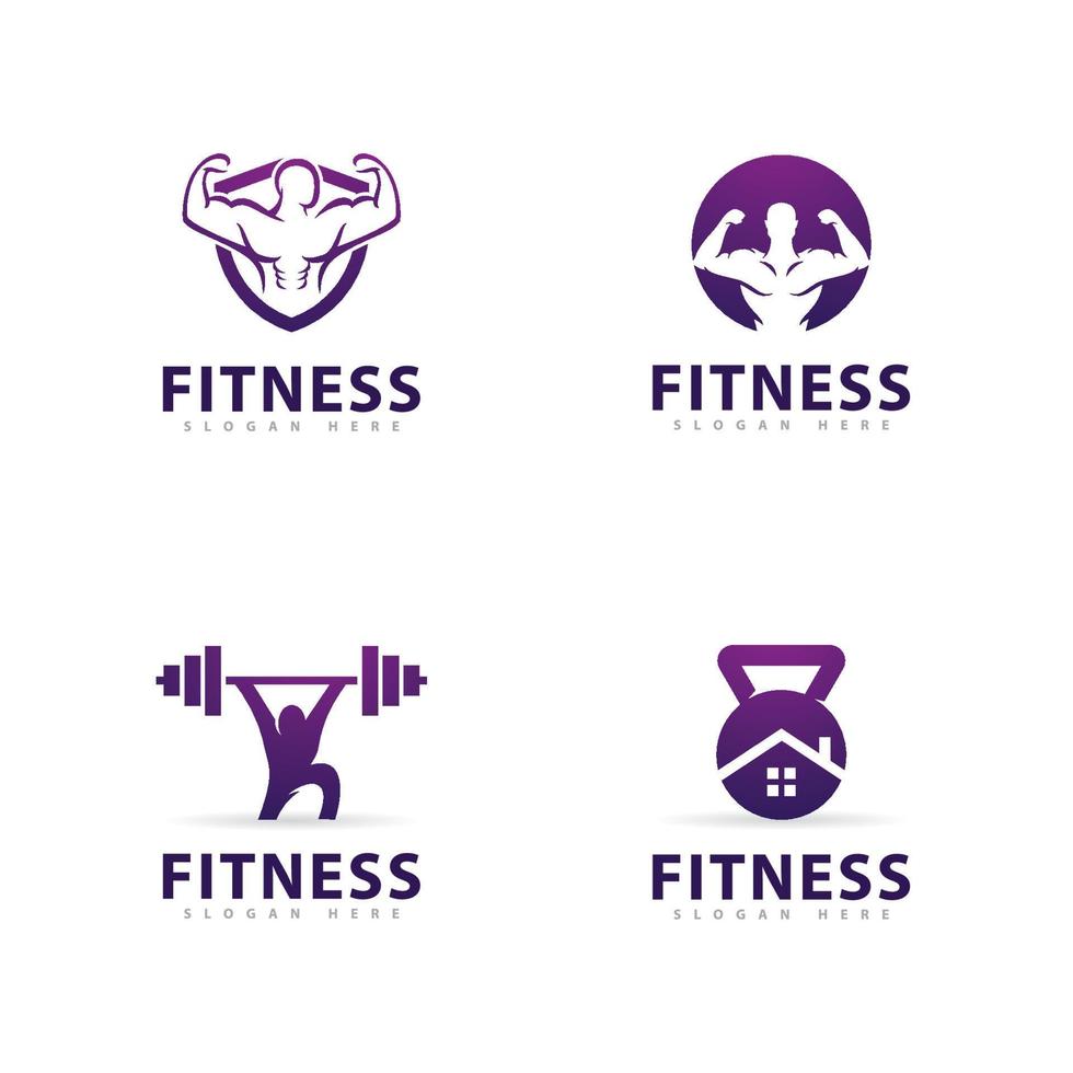 gym logotyp formgivningsmall, fitness club kreativa symboler vektor