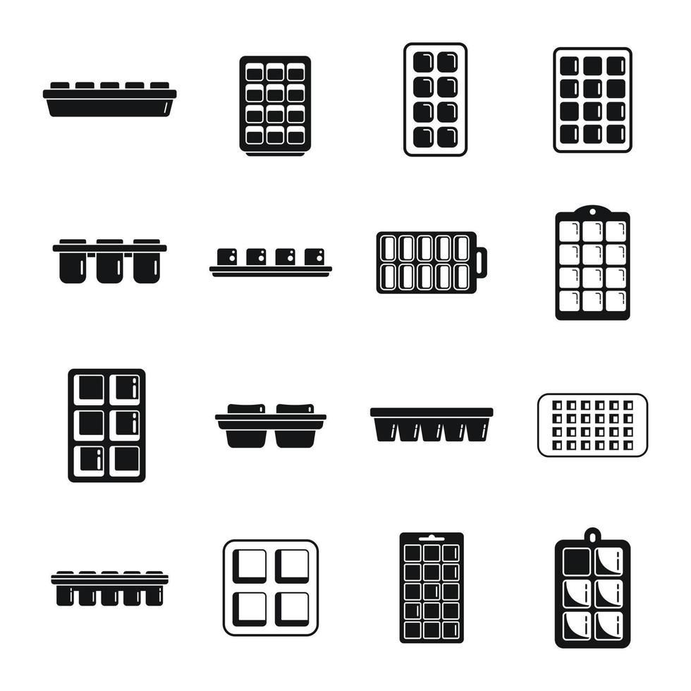 Symbole für Eiswürfelbehälter setzen einfachen Vektor. cooler Behälter vektor