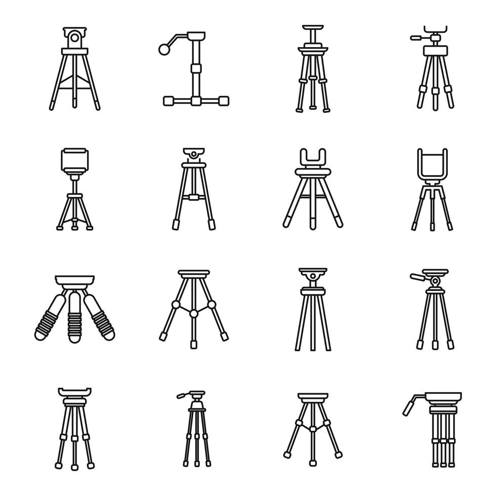 Stativunterstützungssymbole gesetzt, Umrissstil vektor
