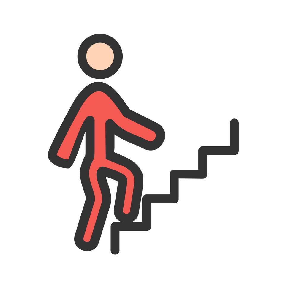 Person, die Treppen klettert, Symbol für gefüllte Linie vektor