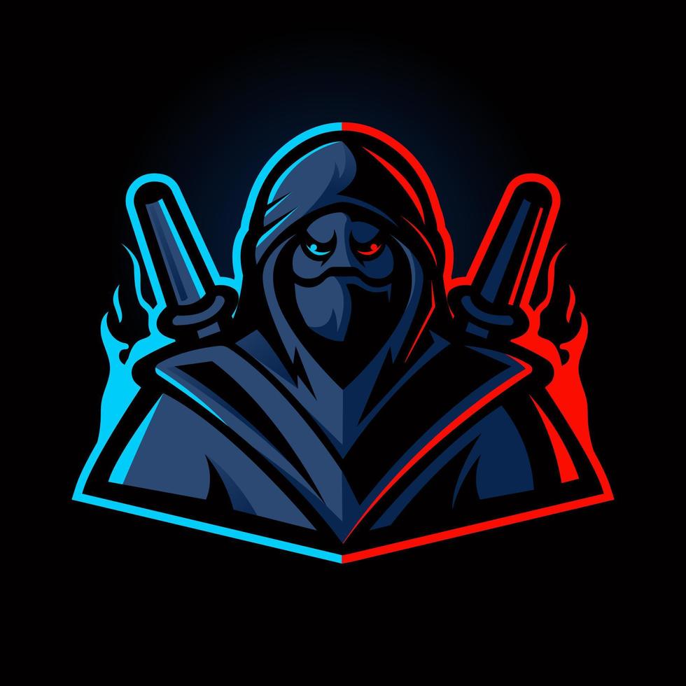ninja maskot logotyp vektor