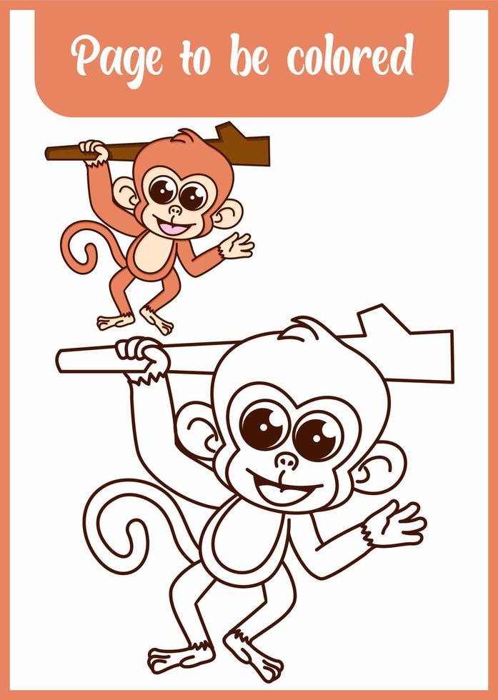 Malbuch für Kinder. süßer Affe vektor
