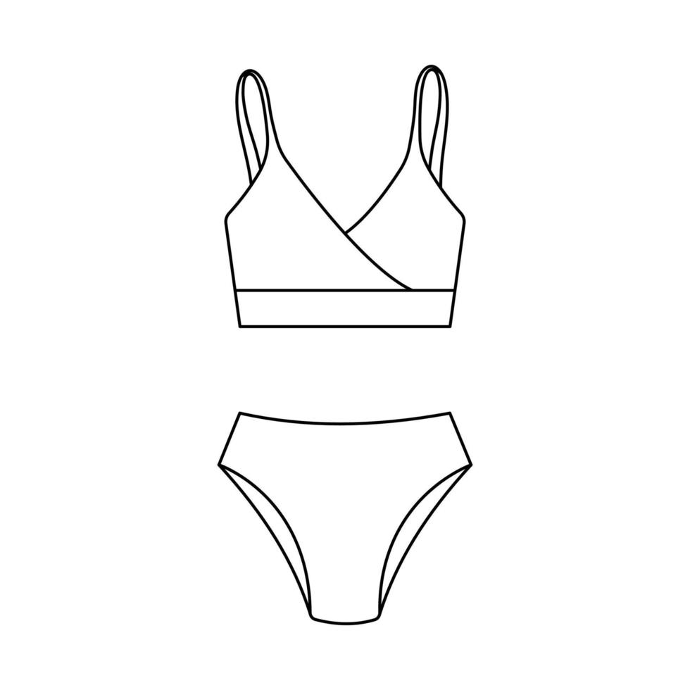 Badeanzug-Symbol. Frauen schwimmen Kleidung isoliert auf weißem Hintergrund. Symbol im linearen Stil. vektor