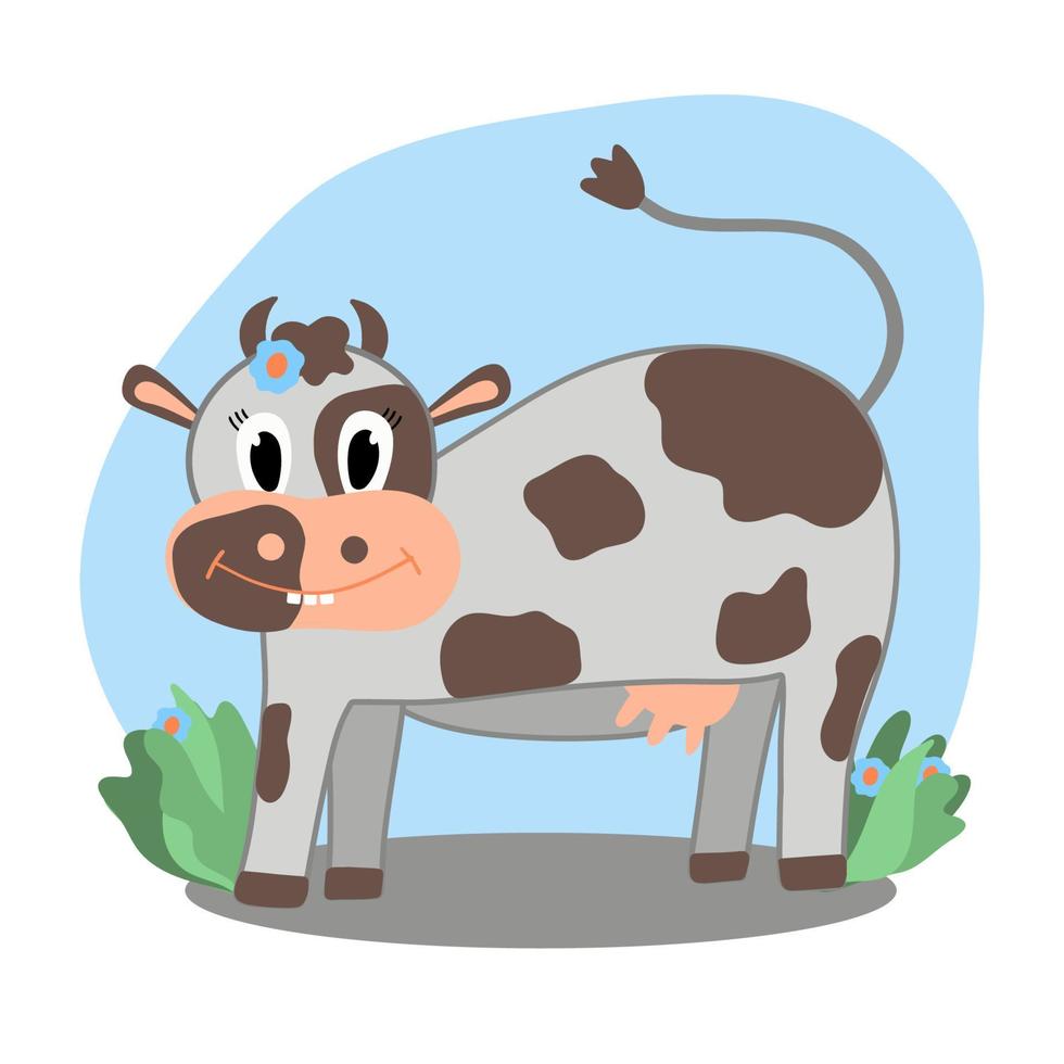 Porträt für Bannerdesign. süße Kuh. flache vektorillustration der karikatur. Tag der Milch. Landwirtschaft. vektor