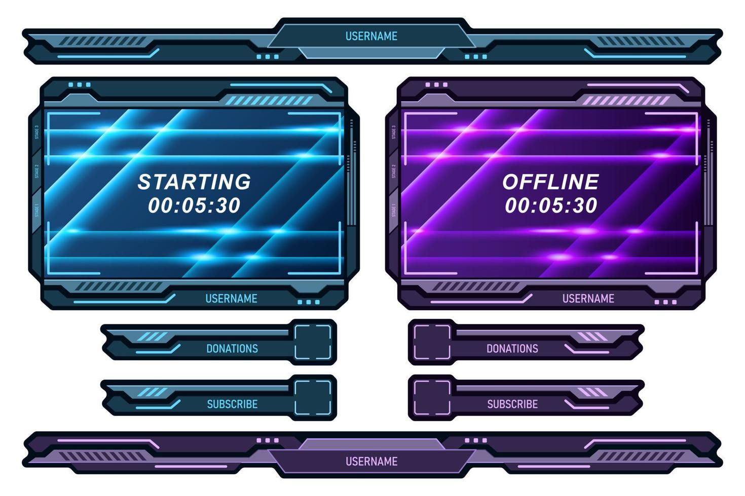 set futuristische stream overlay geometrische rahmenvorlage vektor