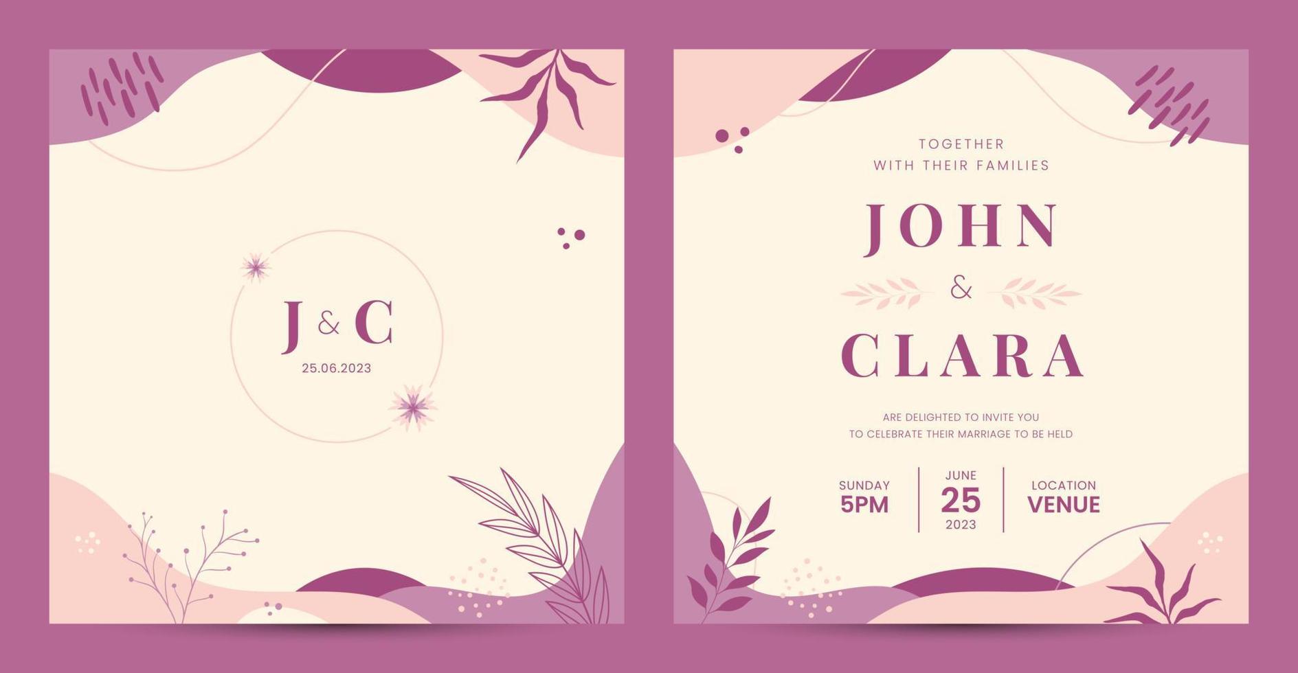 Hochzeitseinladungsvorlage mit pastellfarbenem Hintergrund vektor