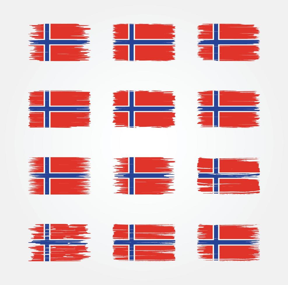 Norwegen-Flaggen-Pinselsammlungen. Nationalflagge vektor