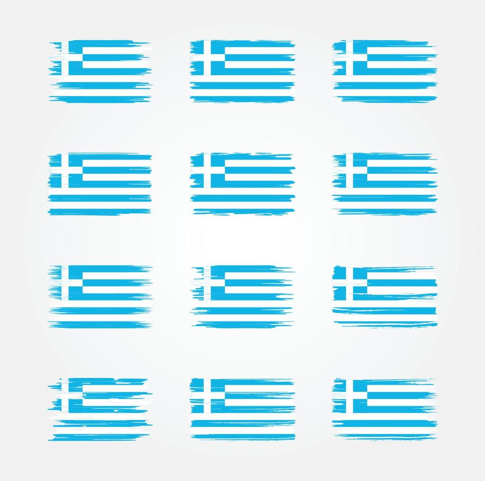 Pinselsammlungen mit griechischer Flagge. Nationalflagge vektor