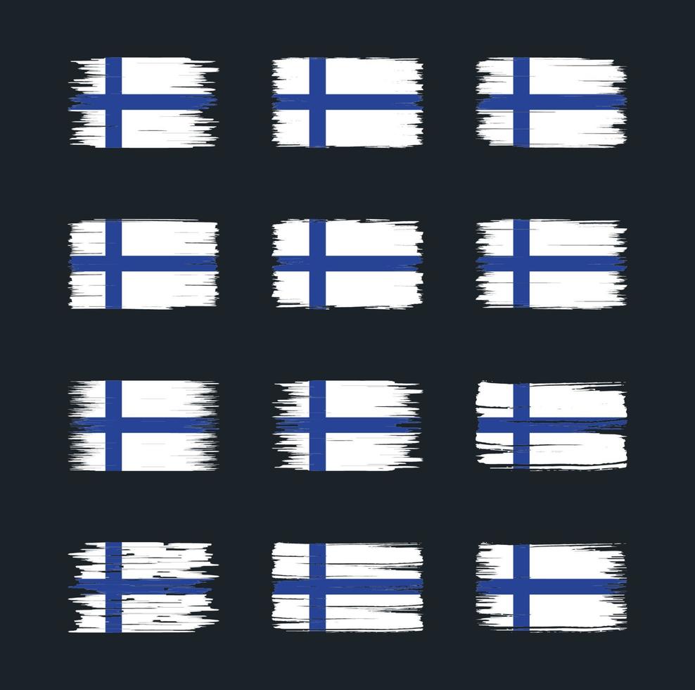 samlingar av finlands flaggborste. National flagga vektor