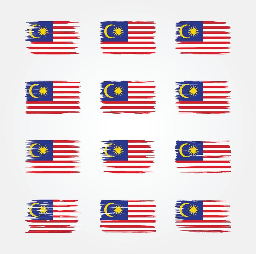 malaysiska flaggborstesamlingar. National flagga vektor