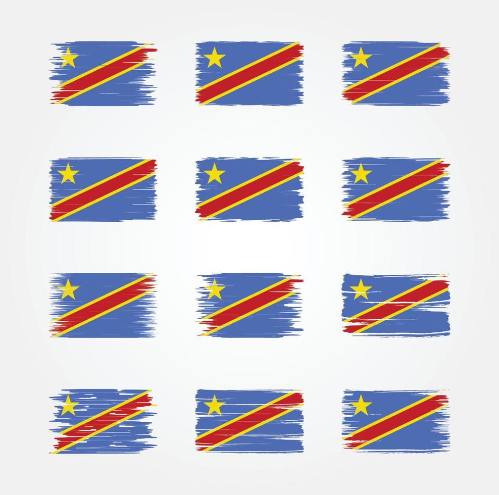 republik Kongos flagga borstsamlingar. National flagga vektor