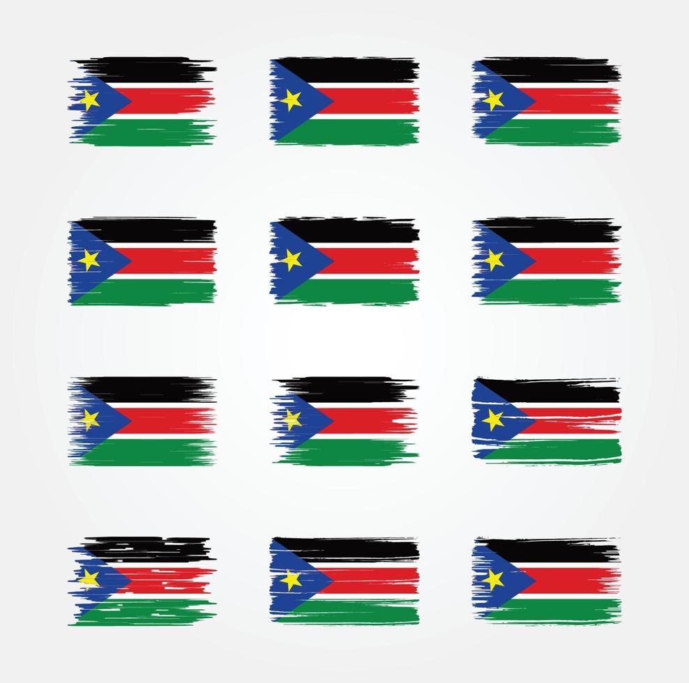 Pinselsammlungen für Südsudan-Flaggen. Nationalflagge vektor