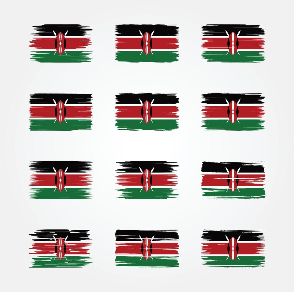 samlingar av kenya flaggborste. National flagga vektor