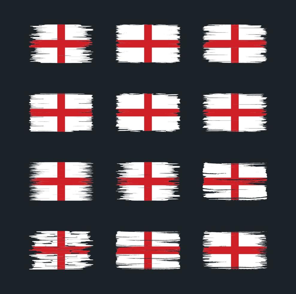 England-Flaggen-Pinselsammlungen. Nationalflagge vektor