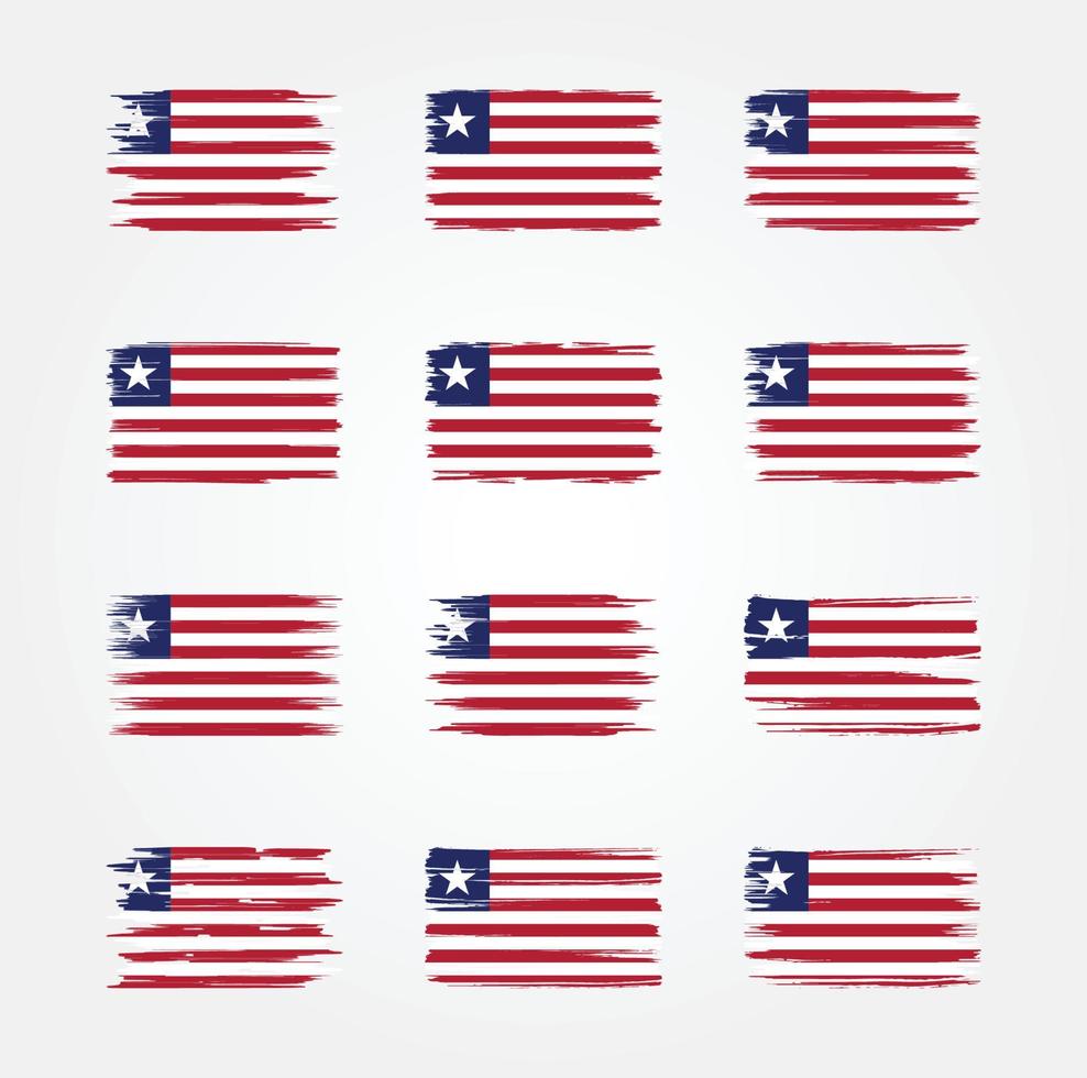 Liberia-Flaggen-Pinselsammlungen. Nationalflagge vektor