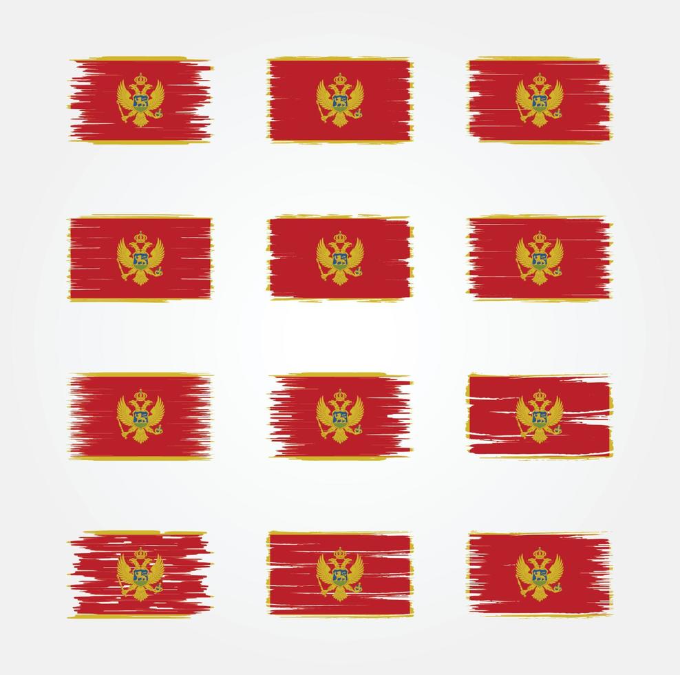 montenegro flagg borst samlingar. National flagga vektor