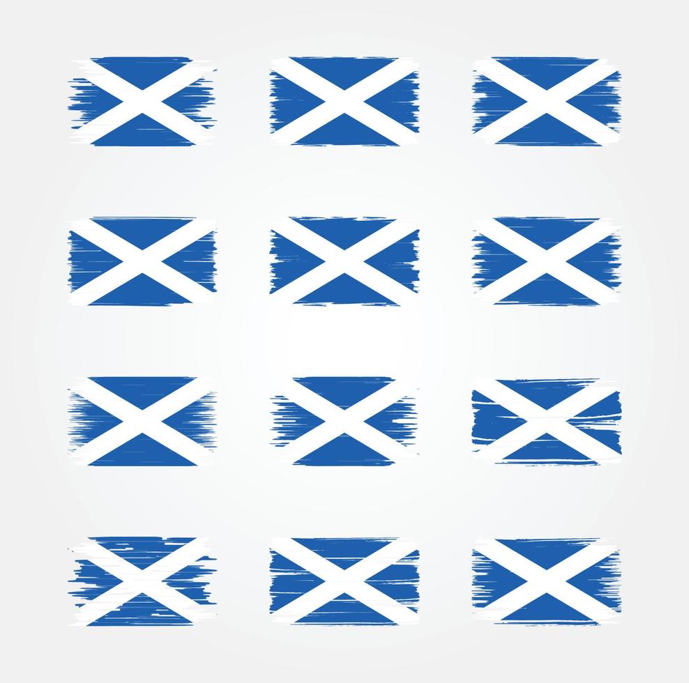 Pinselsammlungen für die schottische Flagge. Nationalflagge vektor