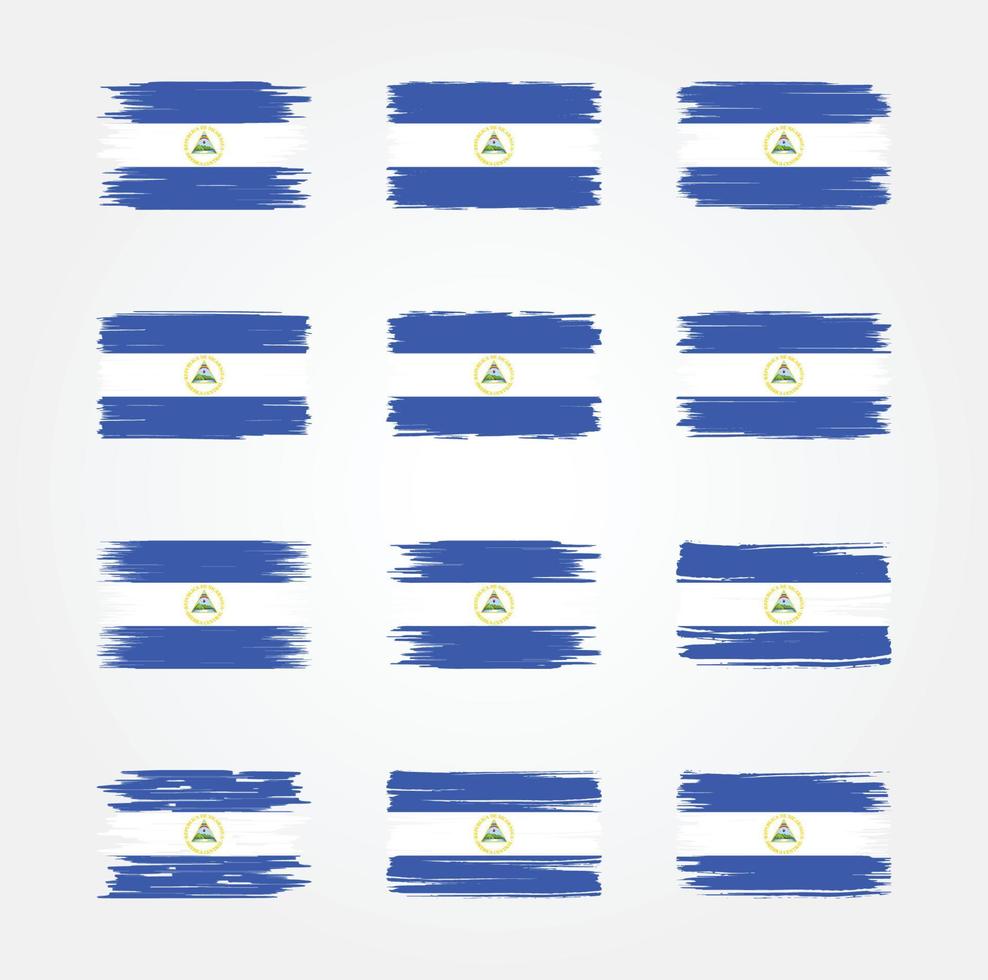 samlingar för nicaragua flaggborste. National flagga vektor