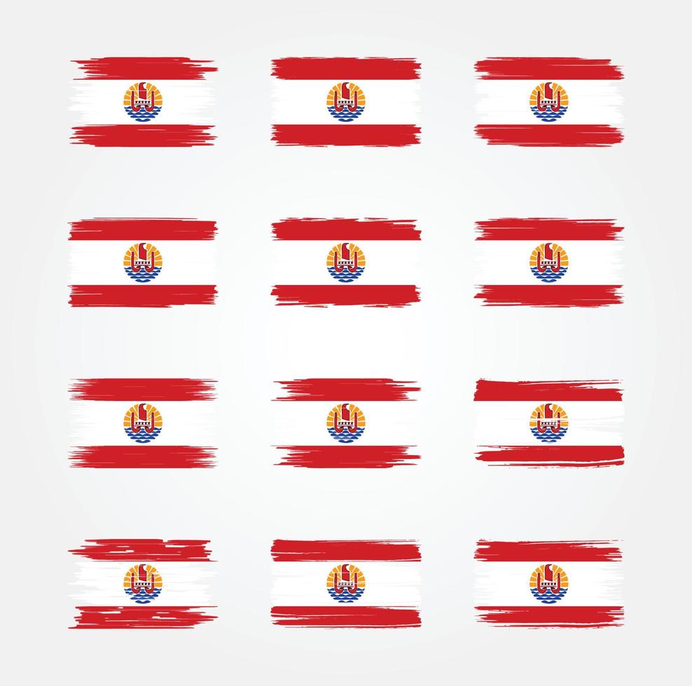Pinselsammlungen für die Flagge von Französisch-Polynesien. Nationalflagge vektor