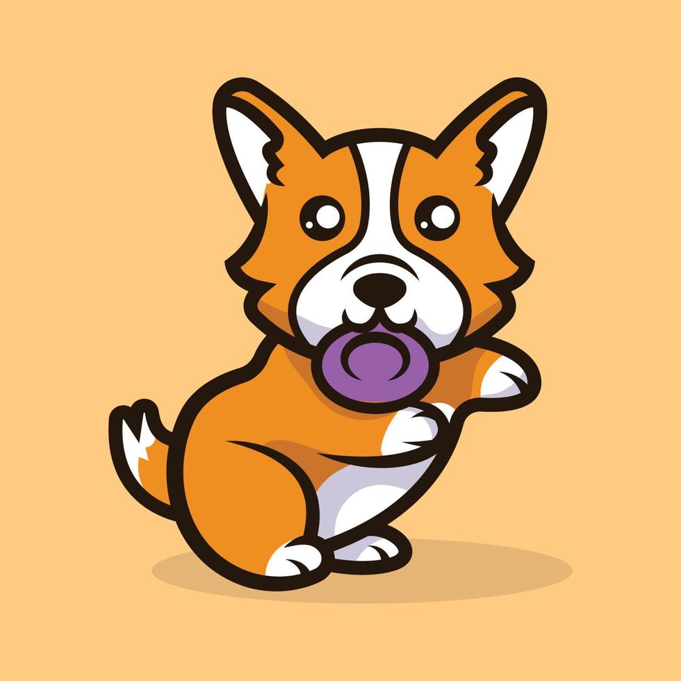 niedlicher Corgi-Hundemaskottchen-Illustrationsvektor vektor