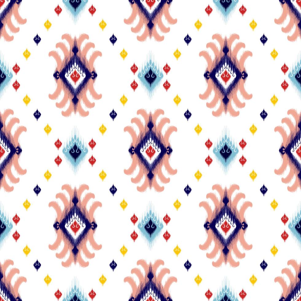 ikat ethnisches nahtloses musterdesign. aztekischer Stoff Teppich Mandala Ornamente Textildekorationen Tapete. tribal boho native ethnische türkei traditionelle stickerei vektor hintergrund