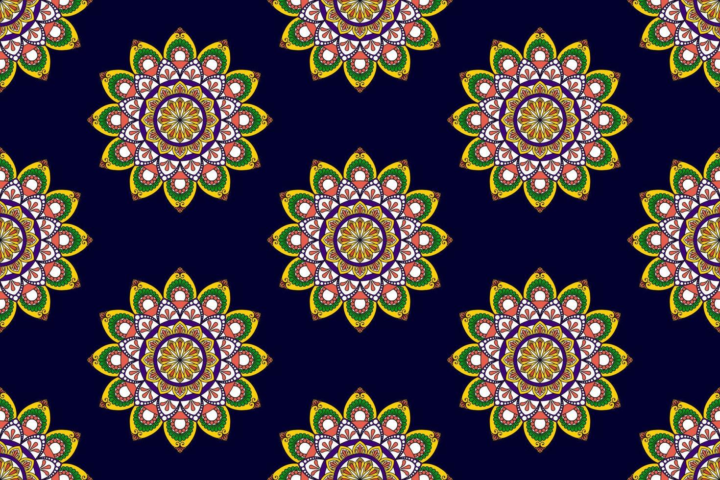 Mandala abstrakte geometrische ethnische Musterdesign. aztekischer Stoffteppich Mandala Textildekorationen Tapete. Tribal Boho native Mandala Truthahn traditionelle Stickerei Vektor Hintergrund.