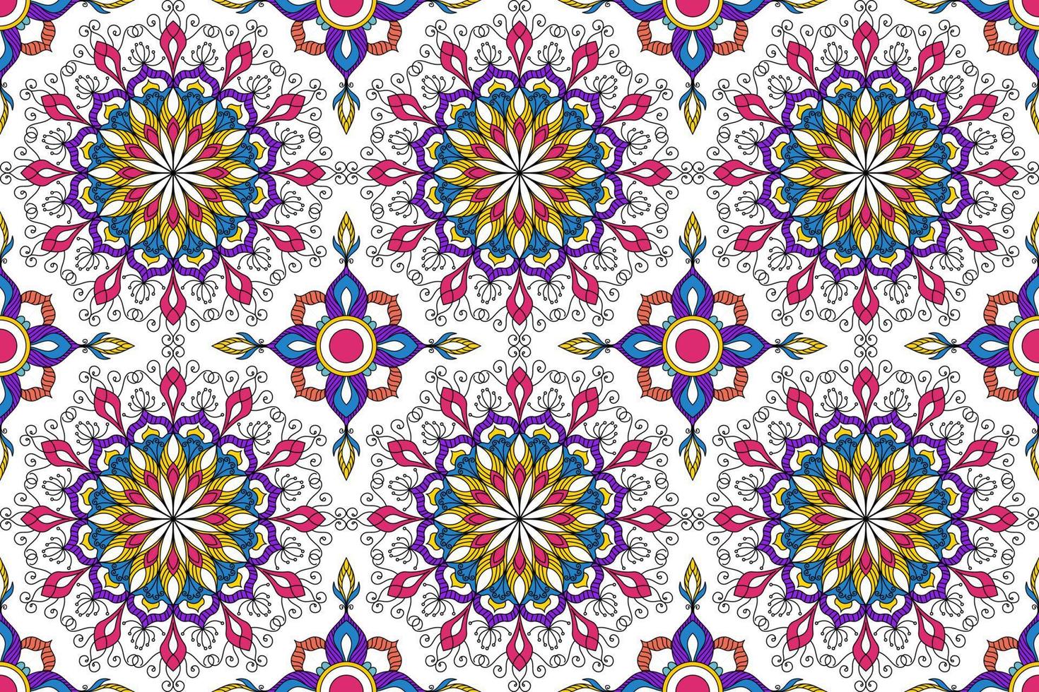 Mandala abstrakte geometrische ethnische Musterdesign. aztekischer Stoffteppich Mandala Textildekorationen Tapete. Tribal Boho native Mandala Truthahn traditionelle Stickerei Vektor Hintergrund.