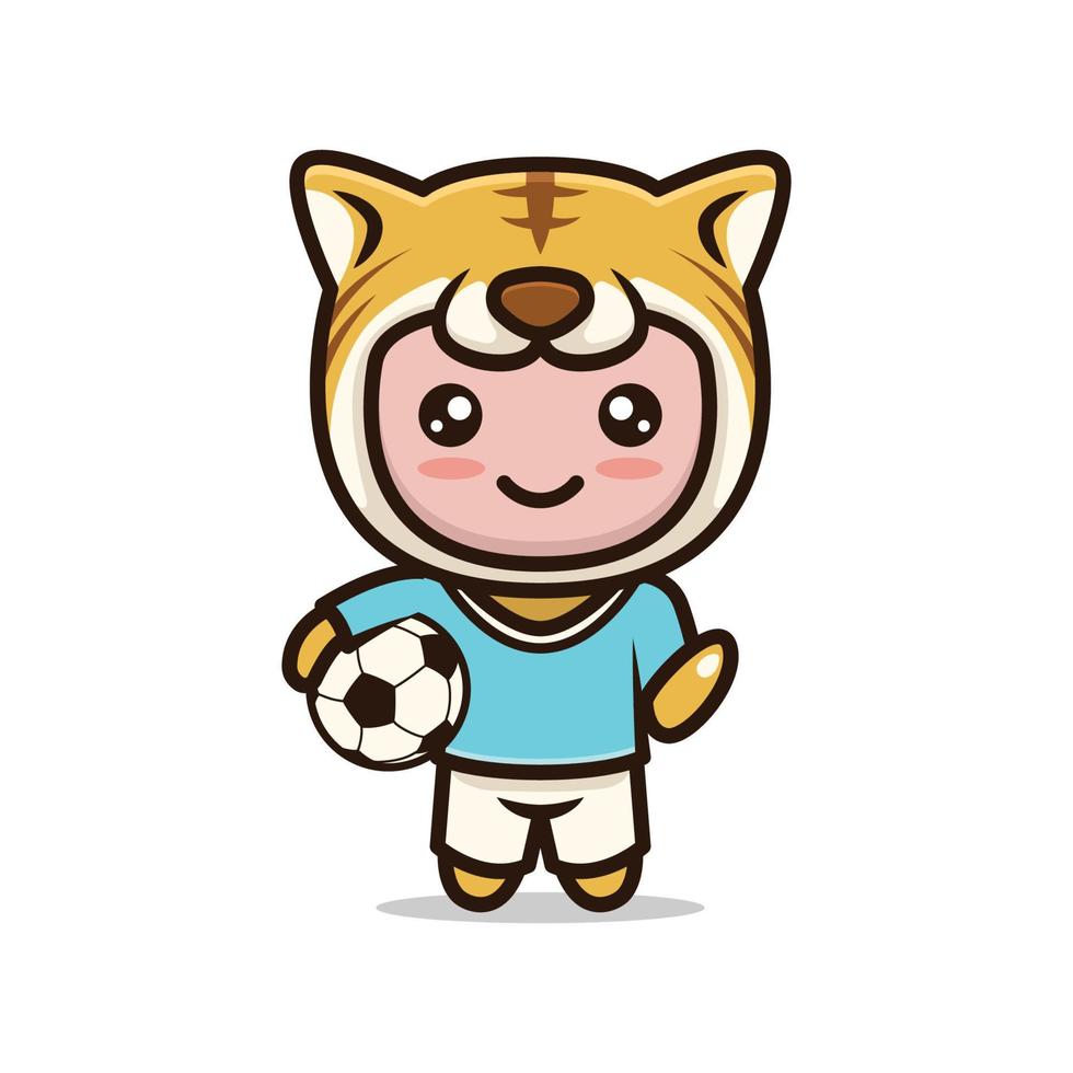 Tiger niedliches Maskottchen Fußball-bezogenes Design vektor