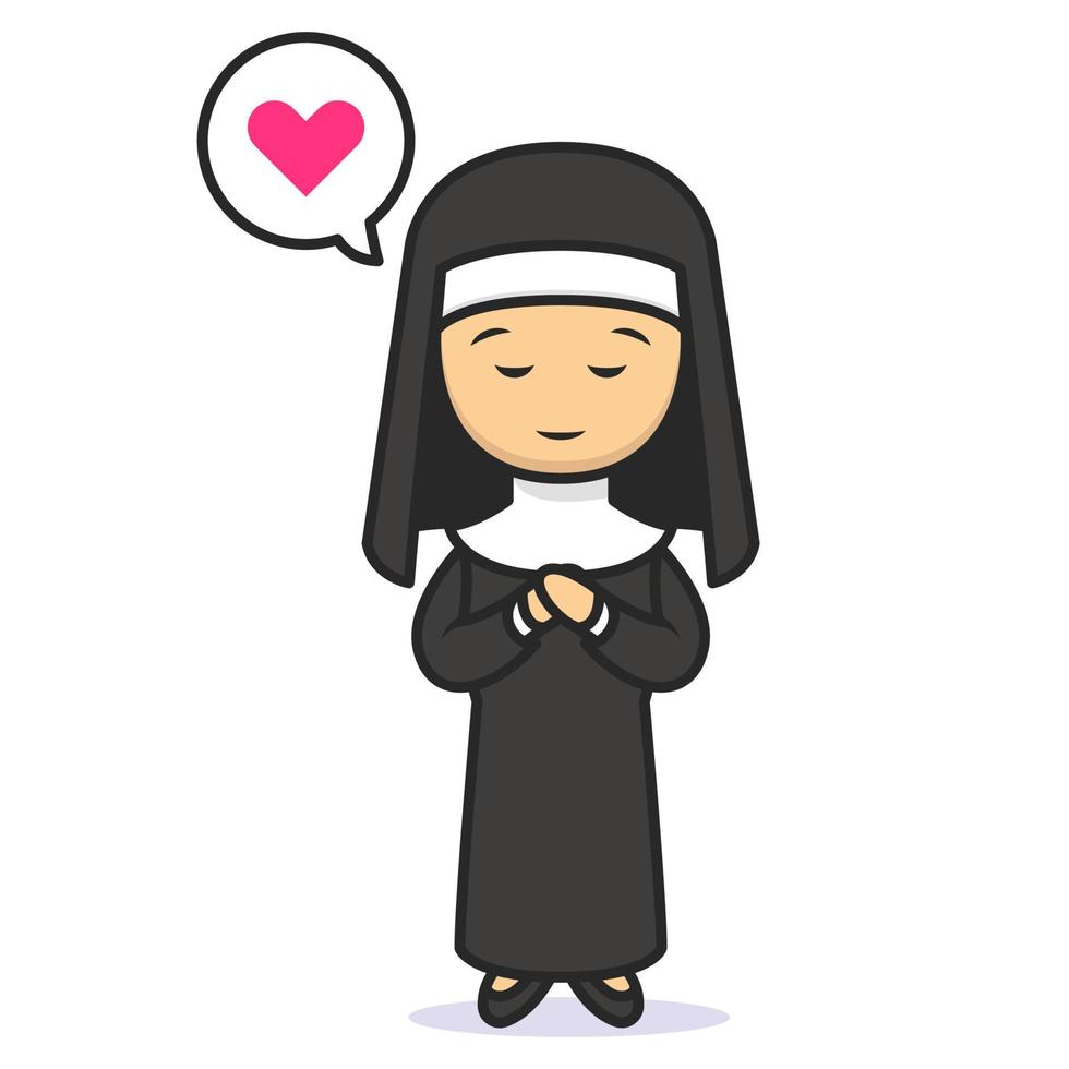 söt nunna kyrka maskot vektor