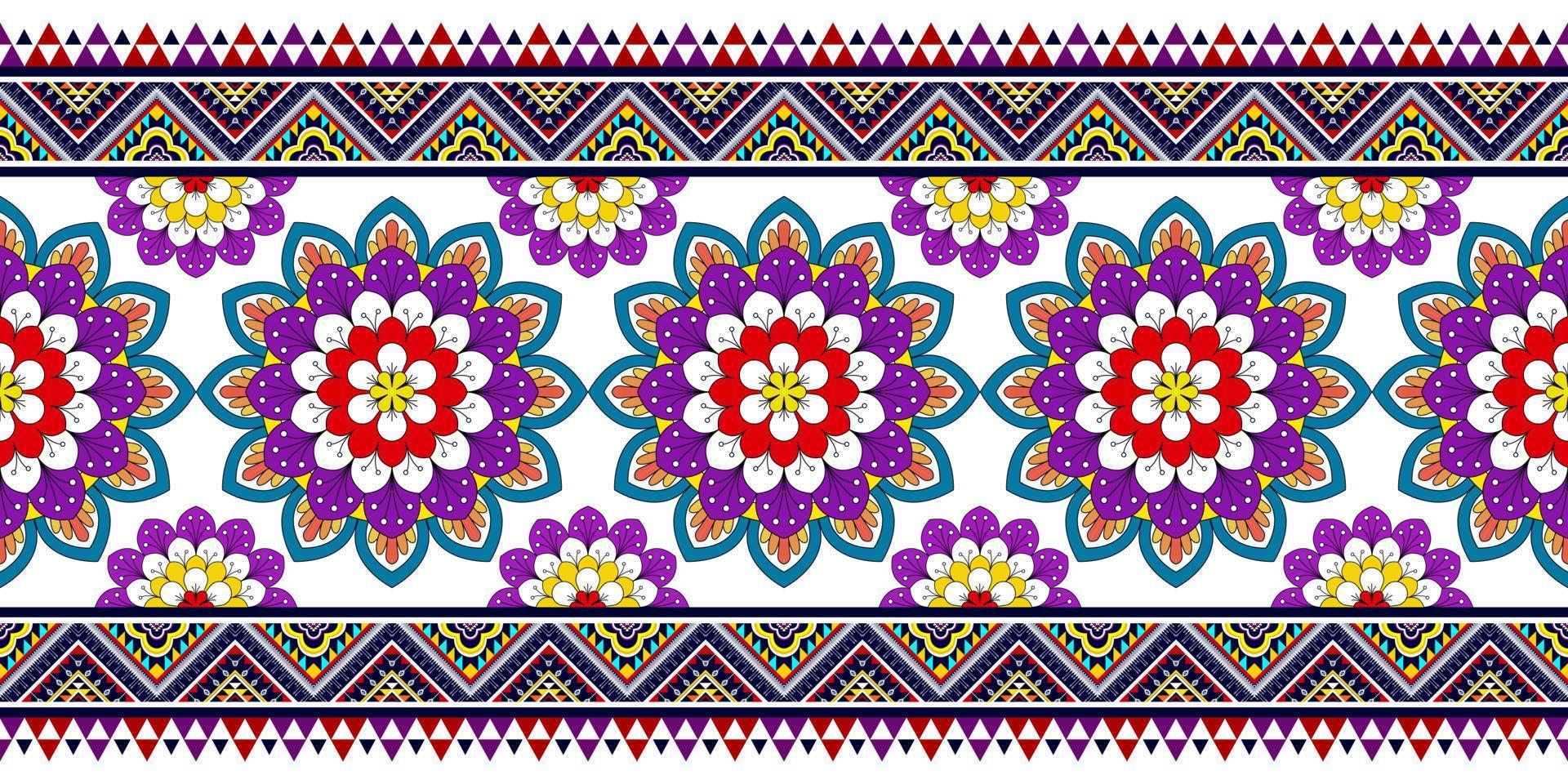 ikat abstrakt geometrisk mandala etnisk sömlös design. aztec tyg matta mandala ornament textil dekorationer tapet. tribal boho infödda mandalas kalkon traditionella broderi vektor