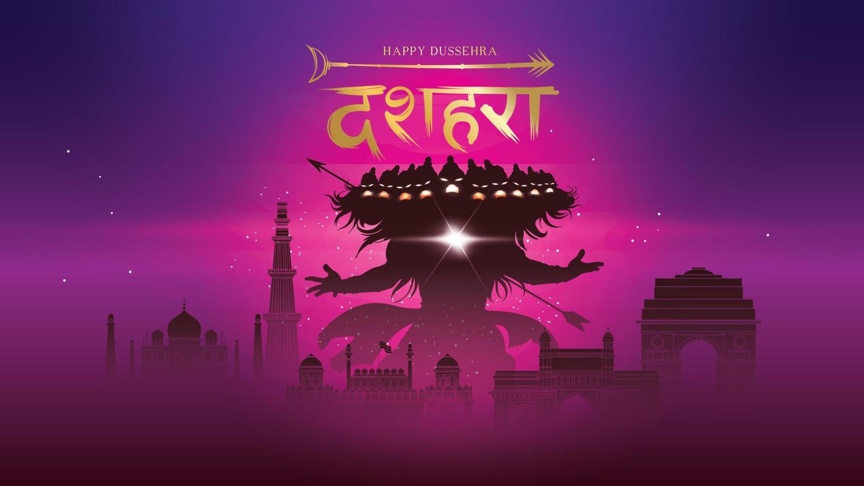 kreative vektorillustration von lord rama, der ravana beim glücklichen dussehra navratri poster festival von indien tötet. übersetzung dussehra vektor