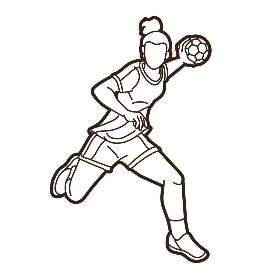 handboll sport kvinnliga spelare action vektor