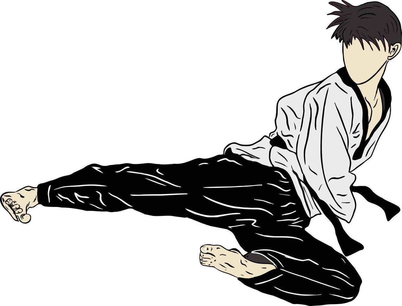 Taekwondo-Vektor-Kick-Pose und -Technik vektor