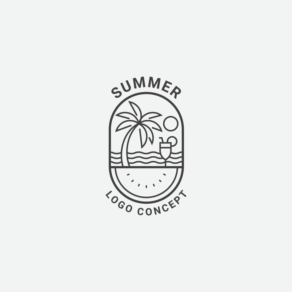 Logo-Symbol Sommerkonzept im Linienkunststil vektor